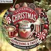 2D Flat 1pc Christmas Hot Drinks Wooden Sign Decoration, Round Embossed Effect Front Door Wall Decoration, Suitable for Home Office Decoration