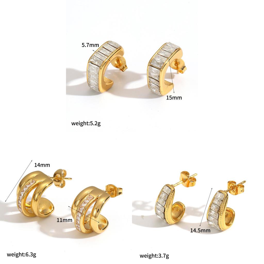 Geometric Stainless Steel Earrings For Women With Pvd Coating Fashion Jewelry Gift For Office