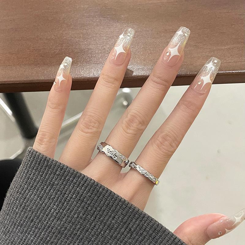 Liquid Texture Zircon Ring Women'S Age Light Luxury Niche Design High-End Sense Open Index Finger Ring