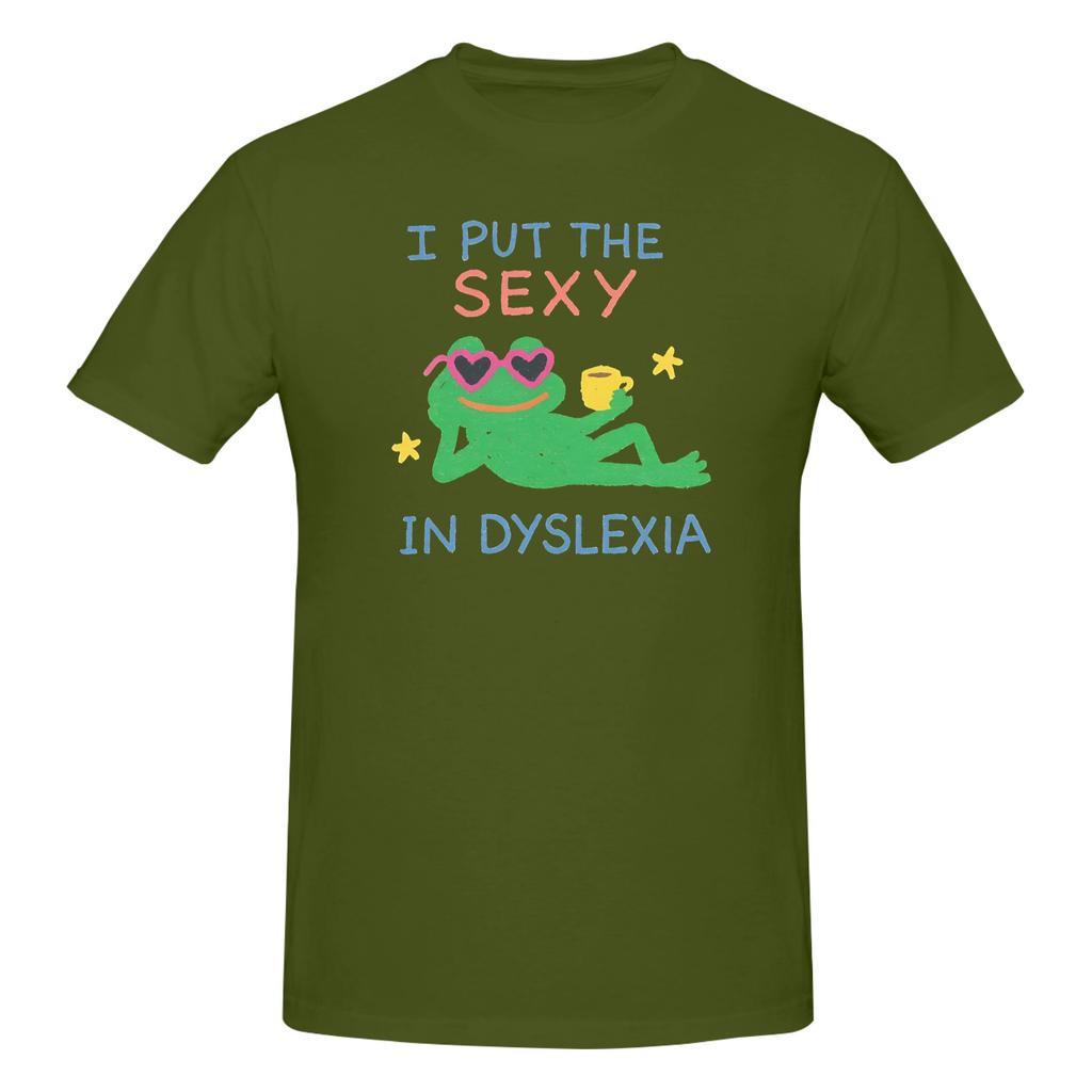 Seksowna Koszulka Bawełniana z Nadrukiem Żaby Meme Zabawna Koszulka Top Unisex dla Dyslektyków