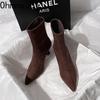 Vintage Pointed Toe Women Sock Ankle Boots Autumn Ladies Elegant Party High Heel Short Botas  De Mujer