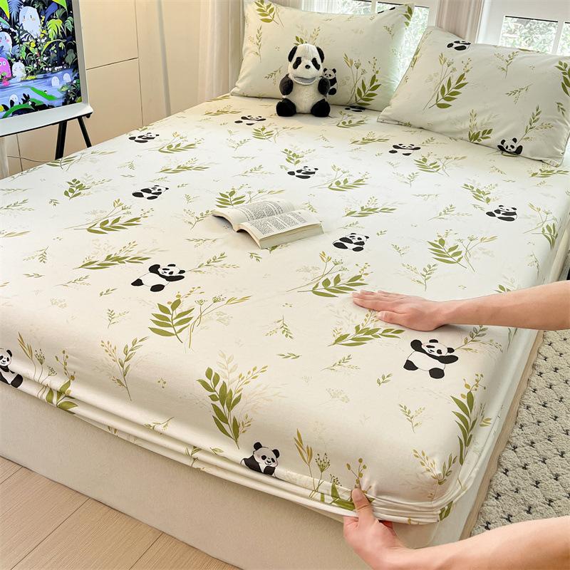 New Cotton Fitted Sheet Single Piece Printed Design Home Bedroom Fitted Sheet All-inclusive Anti-slip Bed Sheet