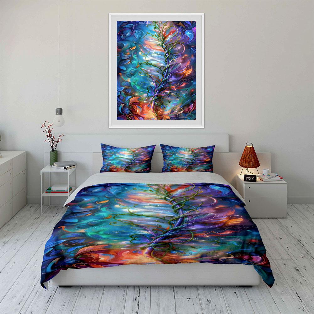 Colorful Swirling Floral Vine. Bedding Sets Duvet Cover Sets Duvet Covers Pillowcases(1* Duvet Cover 2* Pillowcases Without Duvet Insert)
