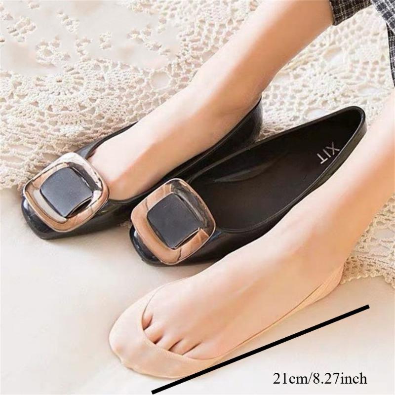 Invisible Cotton Pad Boat Socks Women's Ice Silk Shallow Mouth Socks for High Heel Shoes Non Slip Silicone Sling