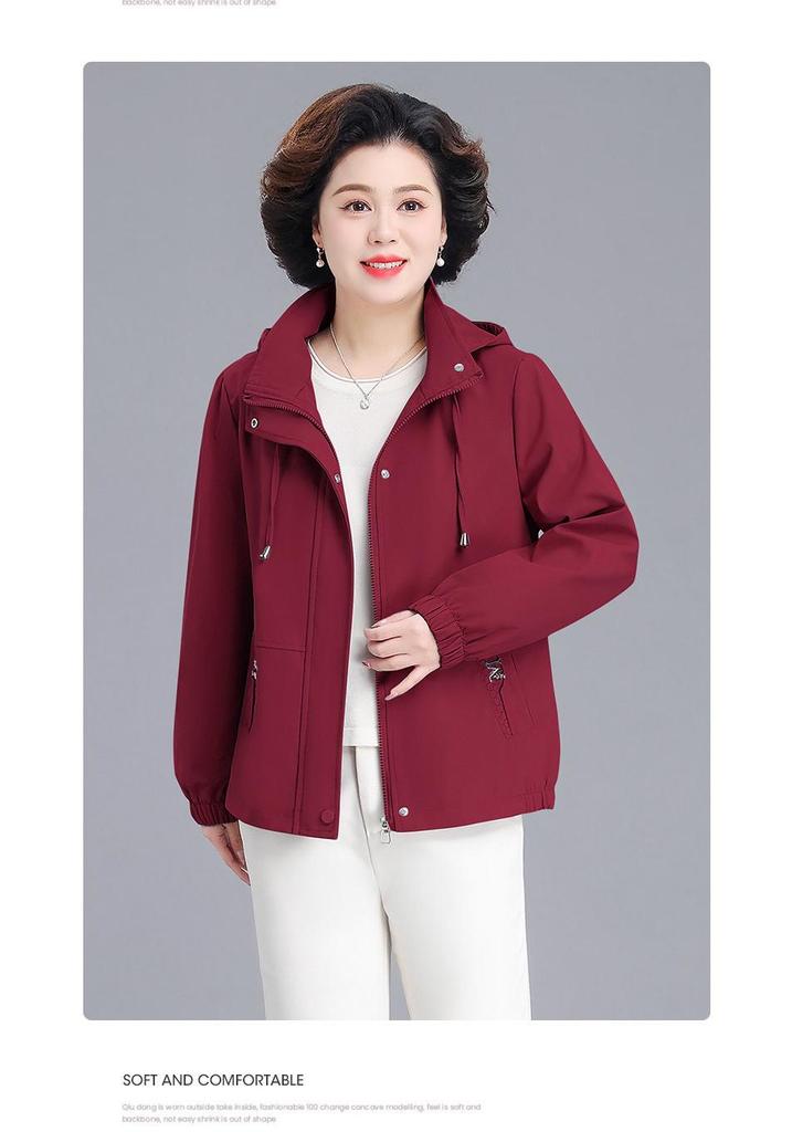 Mother's Day 2026 Stylish Hooded Windbreaker for Middle-Aged Women