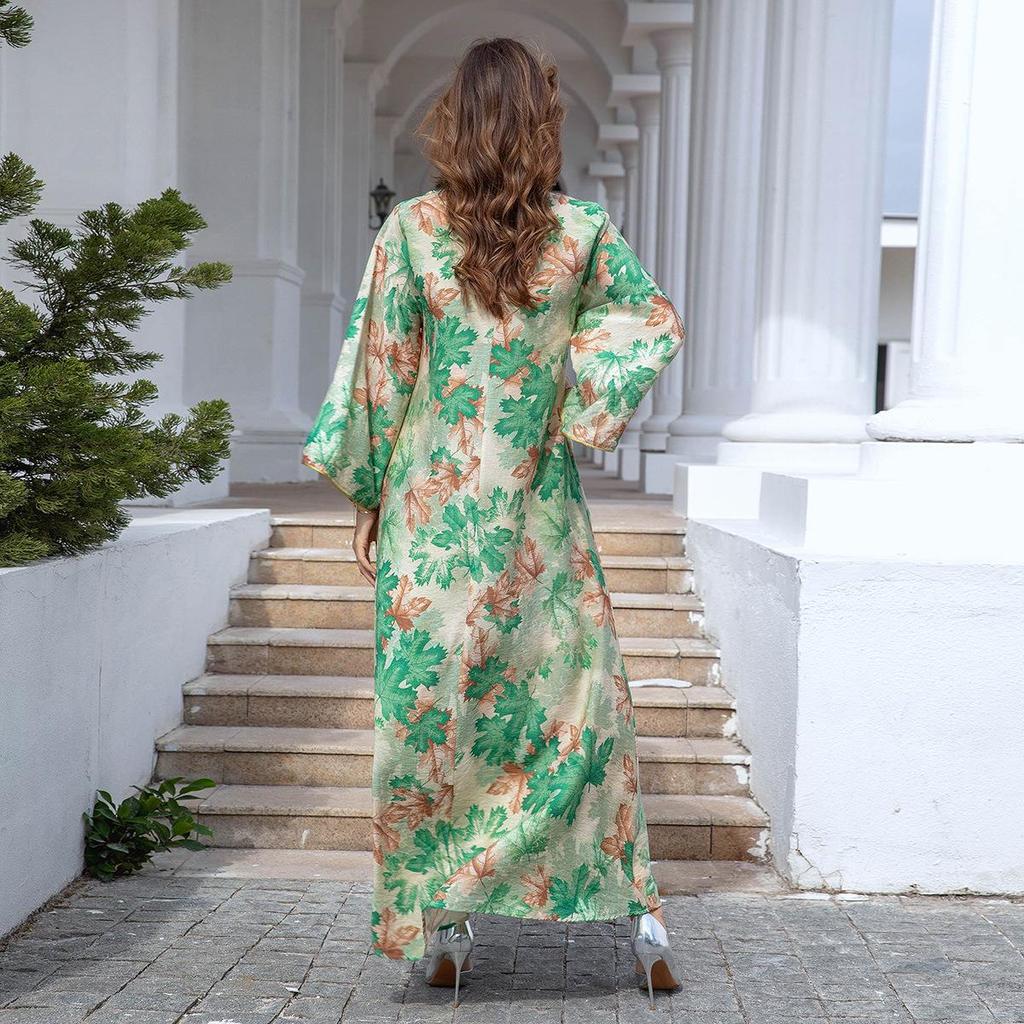 Middle Eastern Embroidered Dubai Evening Abaya Dress for Women