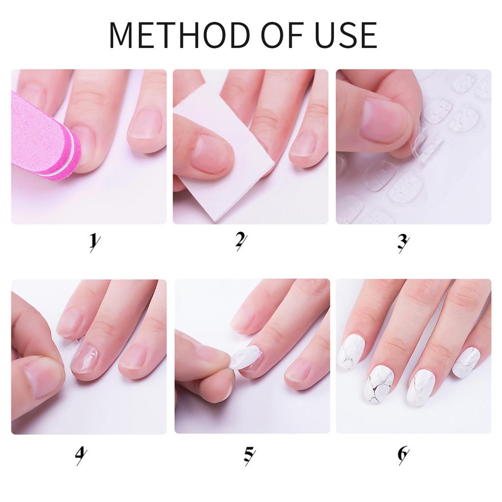 24pcs sheet Waterproof Double Sided Fake Nail Glue Sticker Transparent Gel Nail Tape