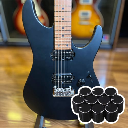 Yibuy Volume Control Dome Knobs, Rotary Knobs, Aluminum, for Electric Guitar/Bass, Pack of 10, Black, 6mm Inner Diameter