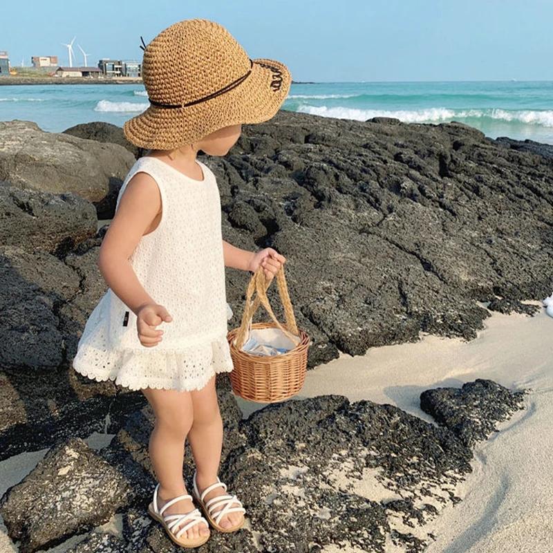 Girls Summer Clothing Sets Hollow Lace Suit Baby Casual Sleeveless T-shirt+Shorts Kids Clothing Sets Baby Clothes Outfits