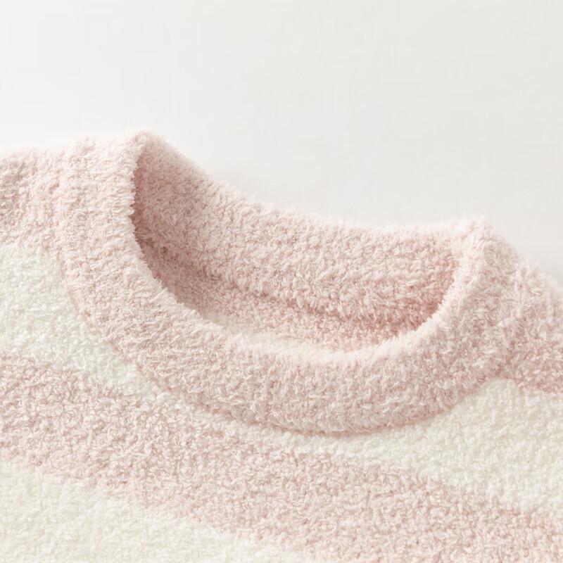 DAVE&BELLA Girls' Half-Velvet Striped Pullover Sweater