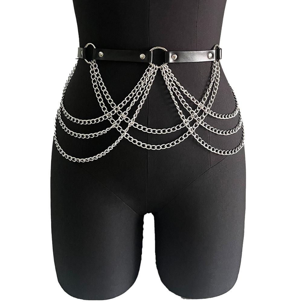Women Fashion Pu Leather Belt Street Style Adjustable Garter Belt Cool Punk Gothic Exotic With Leg Jeans Decorative Accessory