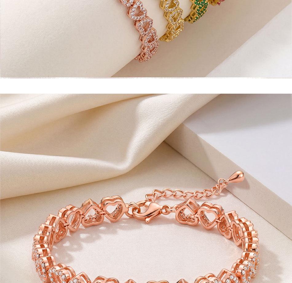 European & American Rhinestone Heart Luxury Bracelet - Girls' High-End Fashion Jewelry
