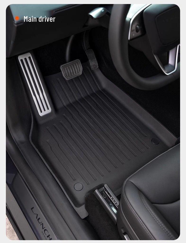 Tesla Model Y & 3 Refresh Floor Mat: Aluminum Alloy Full-Surround TPE Carpet & Pedal Pad