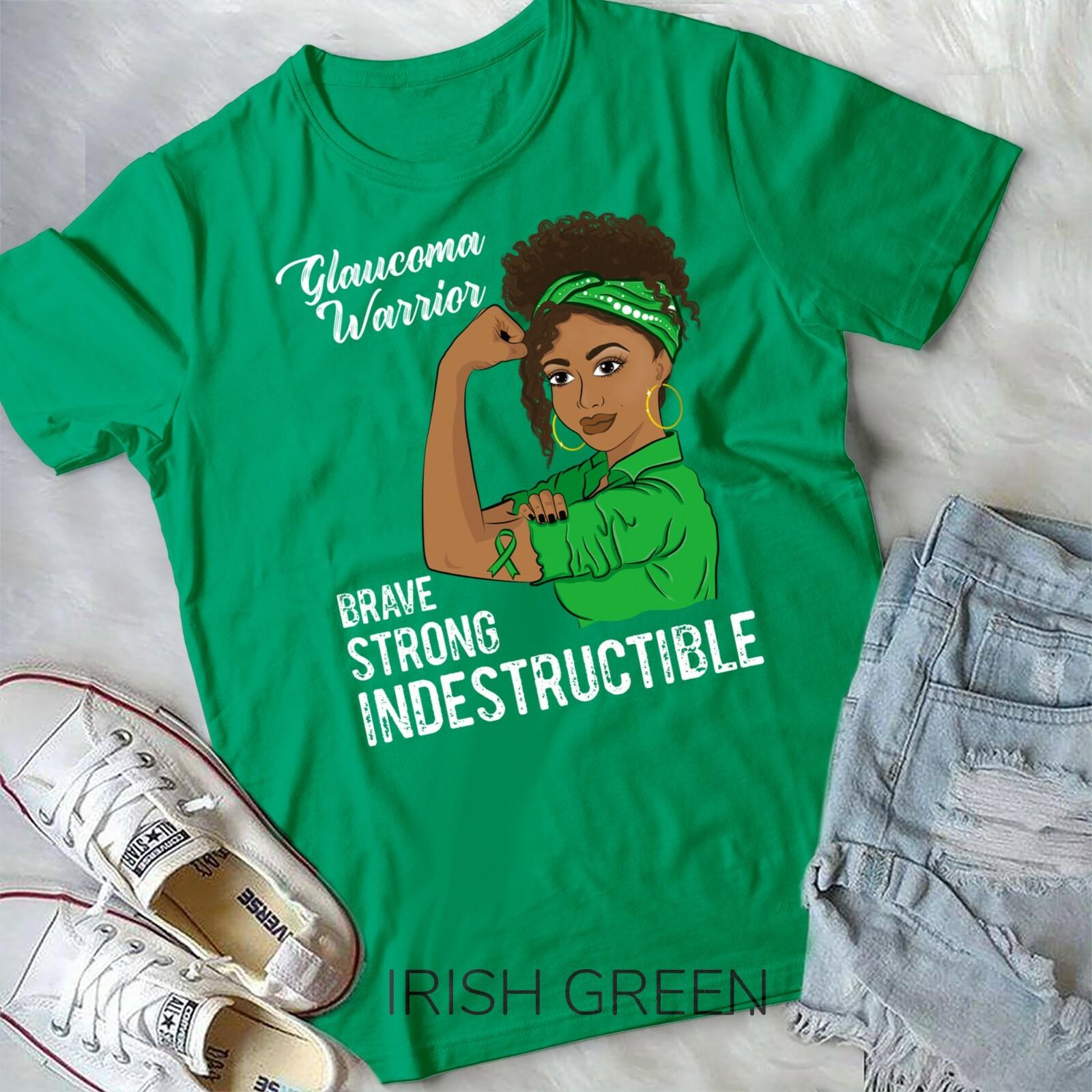 Glaucoma Warrior Black Girl Awareness Green Ribbon Unisex Youth T-shirt S