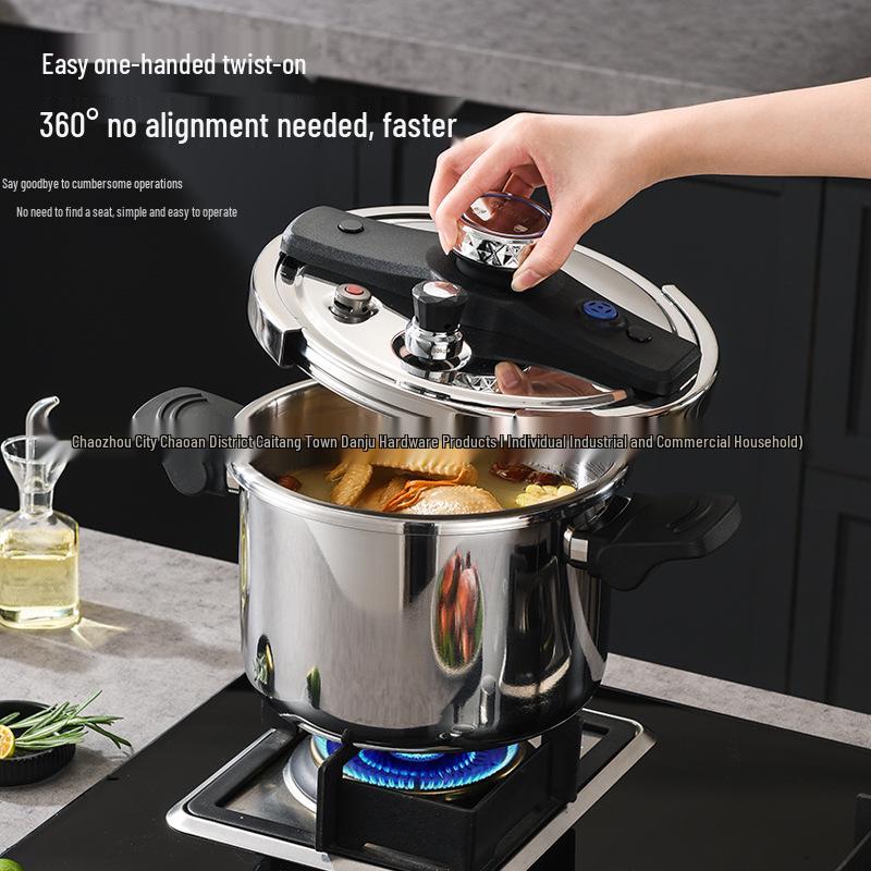 304 Triple-Layer Steel Thick Pressure Cooker - Large Capacity, Explosion-Proof Design for Gas and Induction Cooking