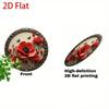 Vintage Cartoon Metal Tin Sign Wall Decor Red Poppies Black Butterflies Round Aluminum Plaque