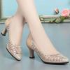 Fashion Block Heel Pointed Toe Rhinestone Diamond Ladies Pumps Chunky Heels Women's Shoes with Medium Crystals Square Non Slip Stylish