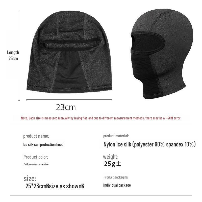 UV-Protective Ice Silk Motorcycle Head Cover with Glasses Slot