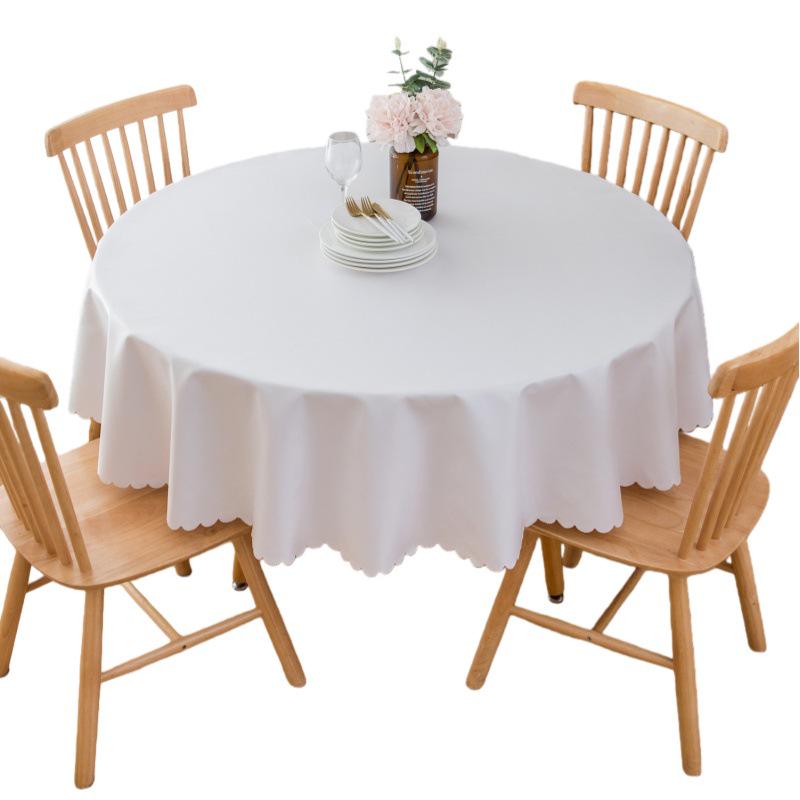 Waterproof Oil-Proof Solid Color Round Tablecloth for Dining, Hotel, and Home