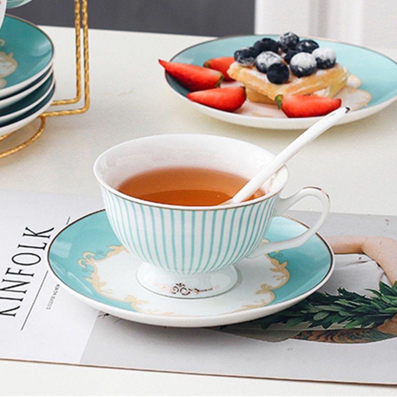 220ml Nordic Bone China Coffee Cup Set, Vintage English Style Tea & Coffee Mug Set