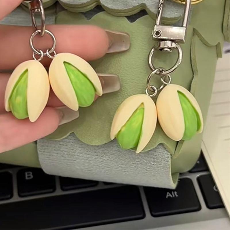 Cute Pistachios Keychain Charm Trendy Pistachios Nut Keychain Versatile Keyrings Charm for Backpacks and Purses
