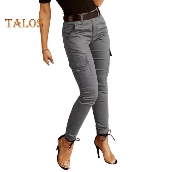 

Женские облегающие брюки-карго с низкой посадкой и молнией на пуговицах, однотонные брюки-карандаш, дизайнерские леггинсы с несколькими карманами S серый