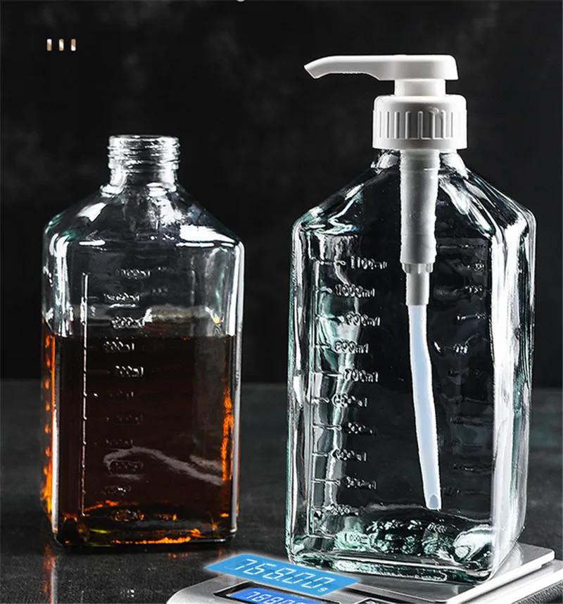 1600ml Transparent Coffee Syrup Bee Drip Double Scale Storage Dispenser Pump Bottle Squeeze Milk Bottle Honey Jar Container
