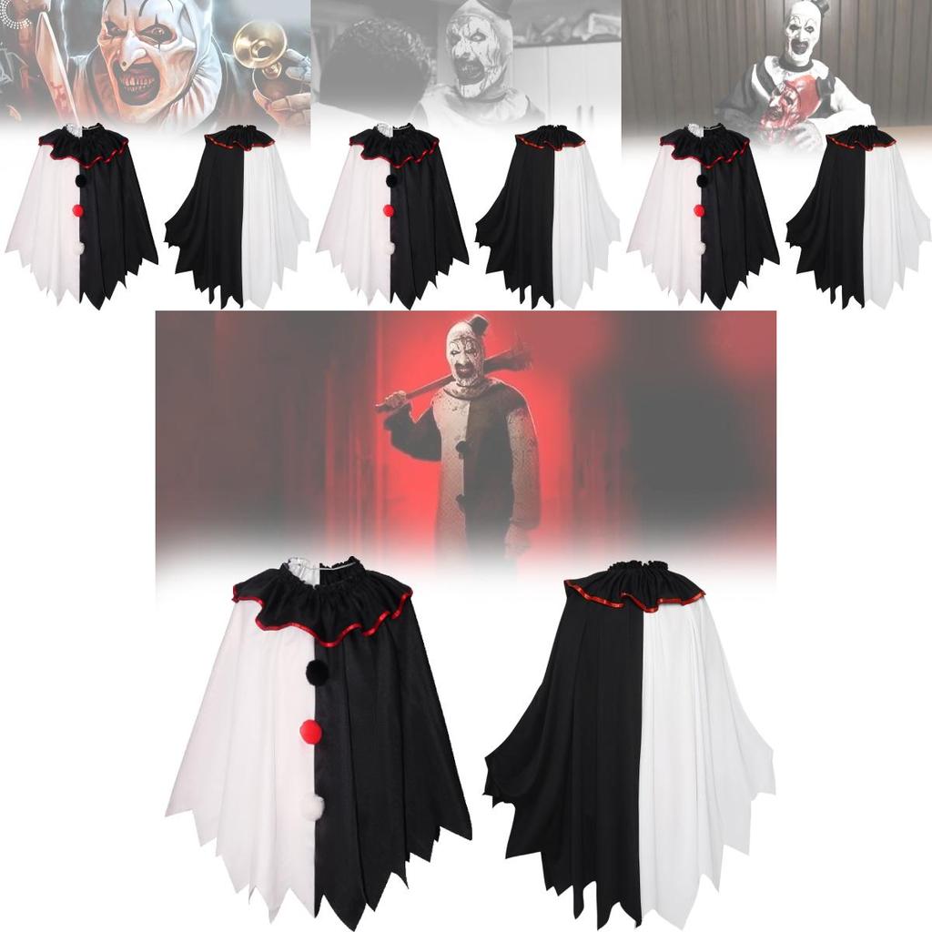 Versatile Scary Clown Cosplay Costume With Elegant Black And White Cloak For All Gender Adults
