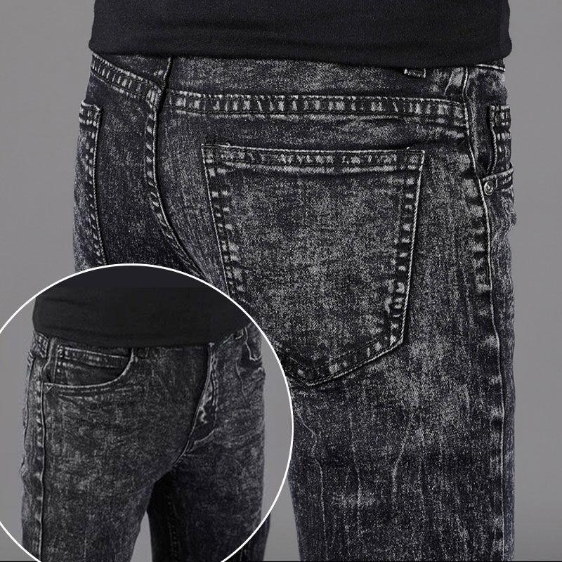 Slacks Fashion European American Style Stretch Men Luxury Jeans Grey Plus Size Men's Denim Pants Slim Straight Gentleman Size 26-38