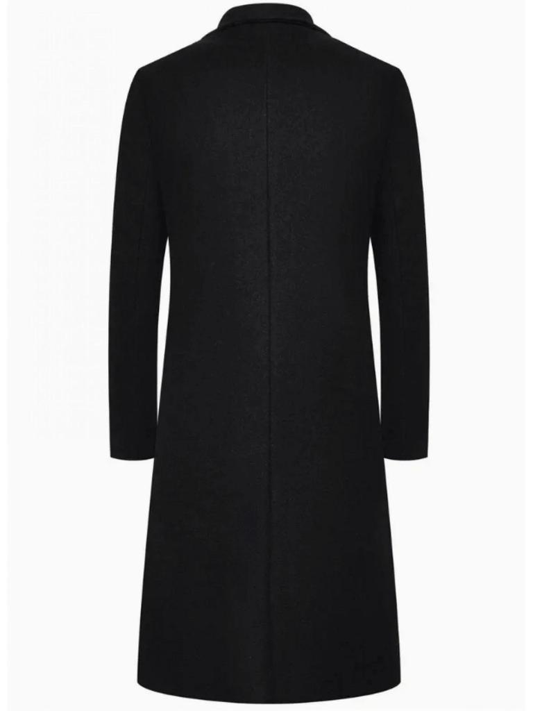 2025 Men's Wool Trench Coat - British Classic, Business Casual, Available in European and American Sizes, Elegant Long Over-the-Knee Design