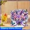 Flower DIY 2D Flat Acrylic Diamond Painting Tabletop Ornaments Kit Crystal Art Craft Decoration for Adults Gift Home Decor