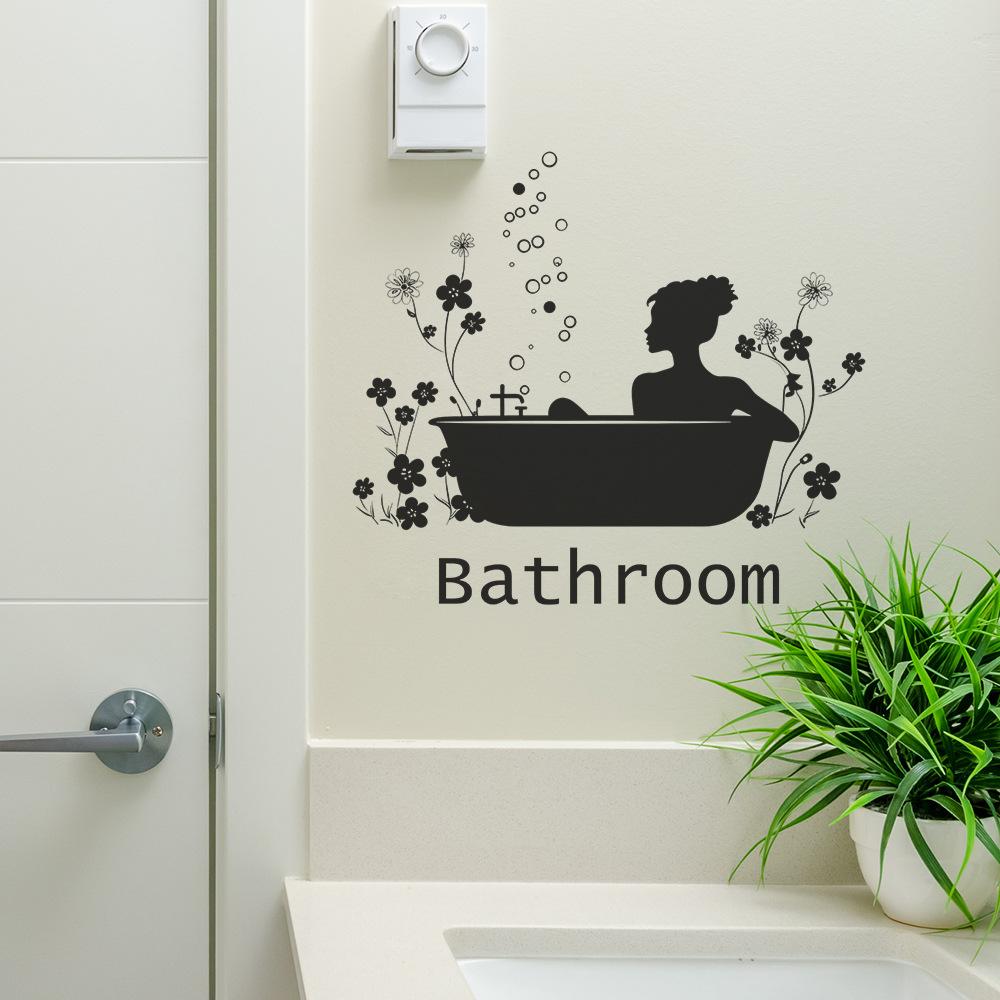 Creative Bathroom Decoration English Slogans Bathroom Home Background Beautification Wall Stickers