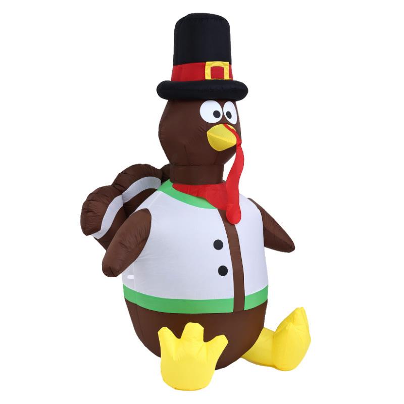 1.8M Inflatable White Turkey with Colorful Lights Thanksgiving Yard Decoration