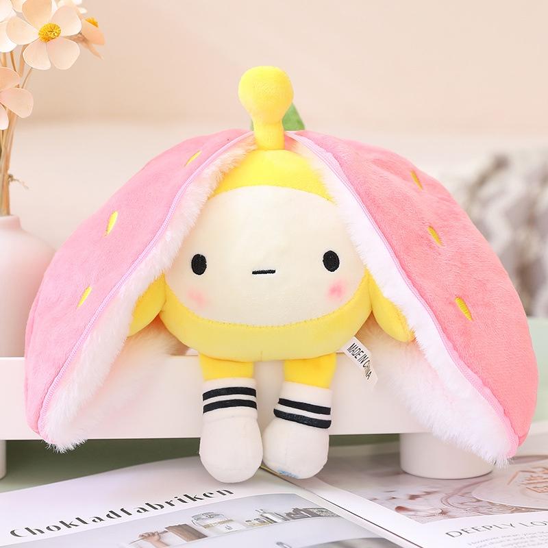 Strawberry Bee Rabbit Plush Toy Transformable Doll For Girls