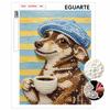 Pearl Painting Diy Sticky Diamond Creative Cute Dog with Blue Hat and Cup Diamond Painting Kit Living Room Hanging Painting