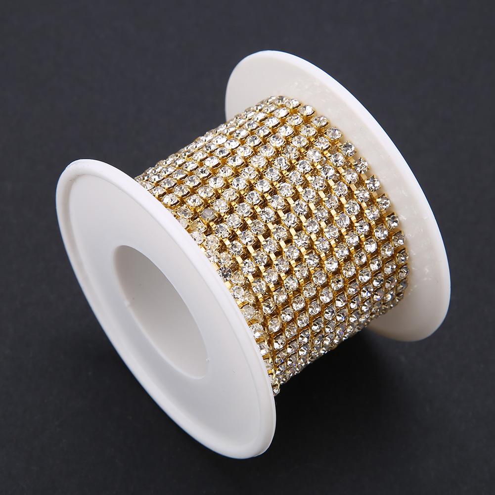 SS12 5yardCelsiusroll   Rhinestone Chain   Fashion Golden Close Cup Chain Apparel Accessories