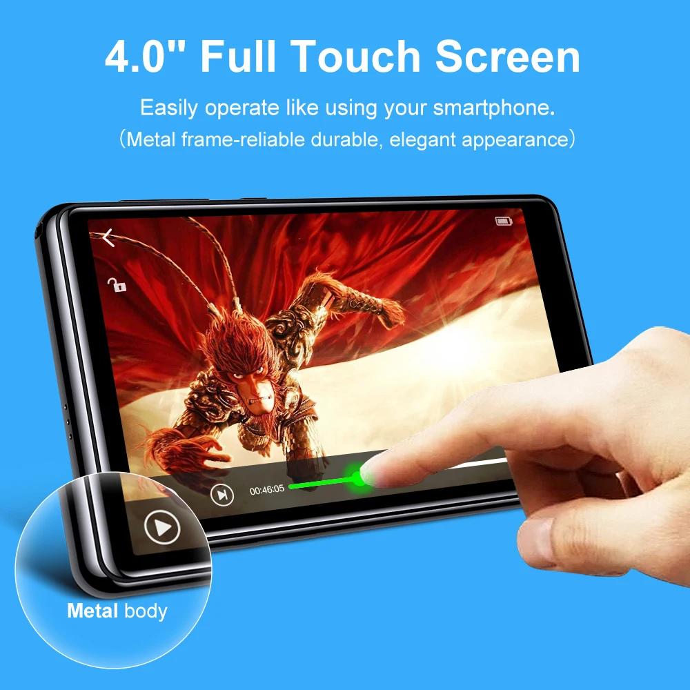 MP3 Player with Bluetooth and WiFi 4 Inch Full Touch Screen Mp4 Player with Speakers Android Digital HiFi Sound Music Player
