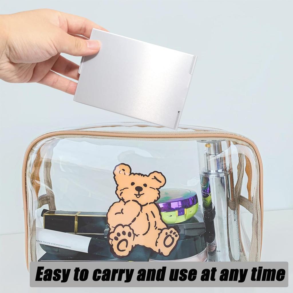 Portable Folding Mirror 4.5x3 Inch Ultra-Slim Aluminum Shell Compact Mirror for Travel Daily Work Business
