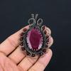 Gorgeous Red Ruby Gemstone Pure Copper Wire Wrapped Handmade Pendant Jewelry