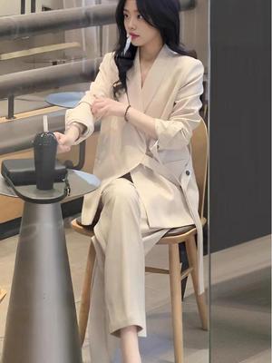 Spring & Autumn Plus Size Wide-Leg Pants Women's Casual Two-Piece Set