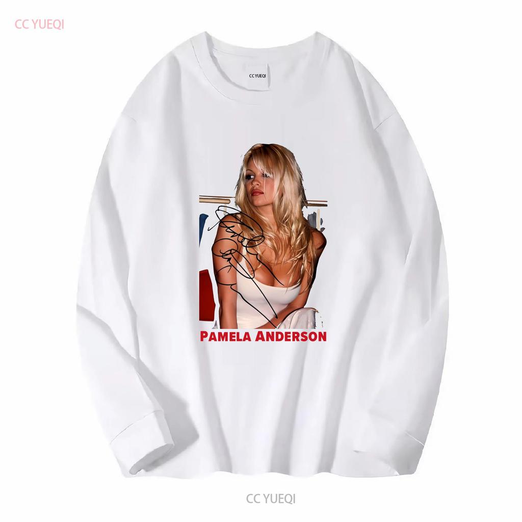 Hot Pamela Anderson Beauty Signed For Fans Unisex All Size T Shirt WS long or short sleeves vintage Washed Versatile Slightly