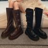 European and American Style Boots Women's Boots 2025 New Autumn Explosion Brown Versatile Foreign Style But Knee Boots Leather Boots