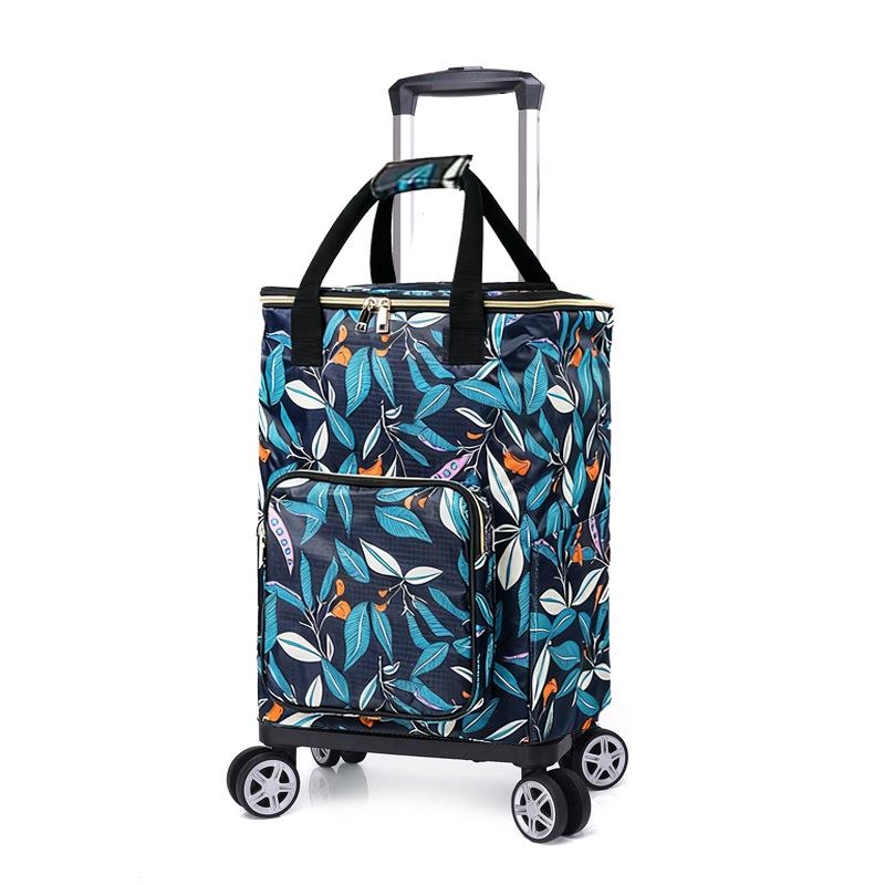 Stylish Insulated Foldable Shopping Cart with Universal Wheels