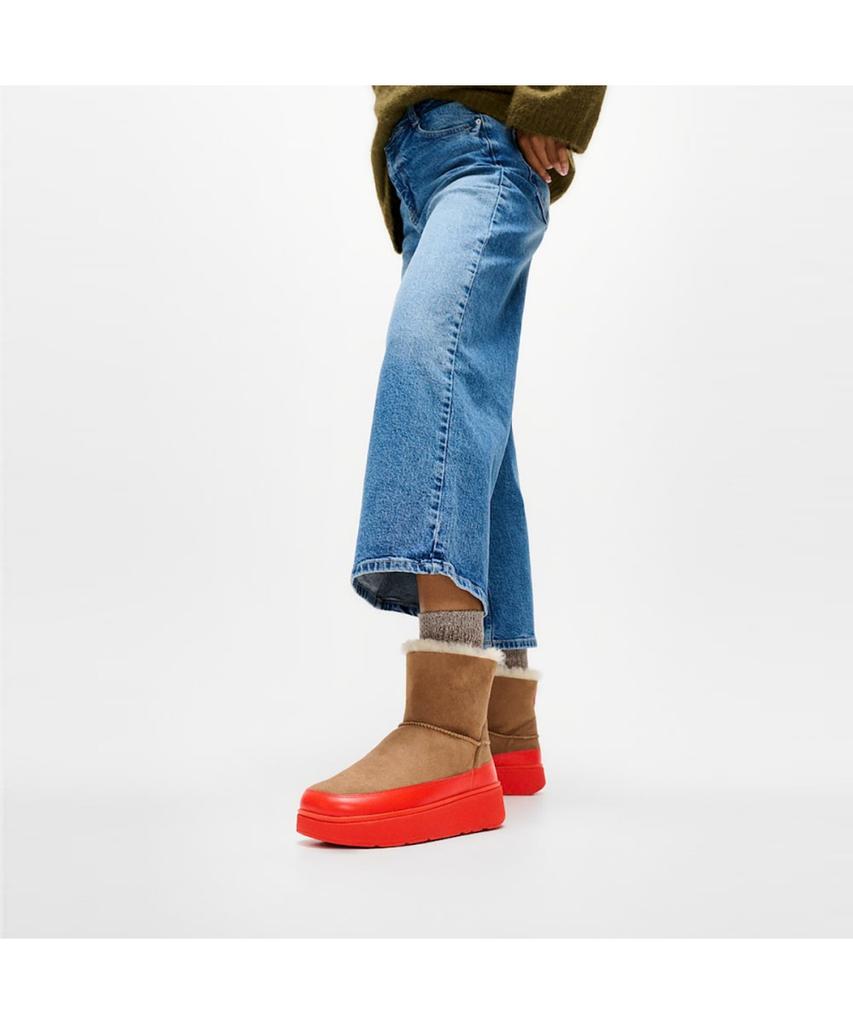 Fitflop [Gen-Ff] Women'S Mini Double-Faced Shearling Boots - Desert Tan/Zesty Orange (Ft59K2B28C)