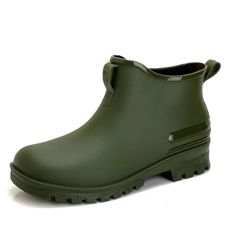 Fashion 2025 Fashionable Unisex Outdoor Waterproof Rain Boots Men's Lightweight Polyurethane Shoe Covers Round Toe Ankle Height Hombres