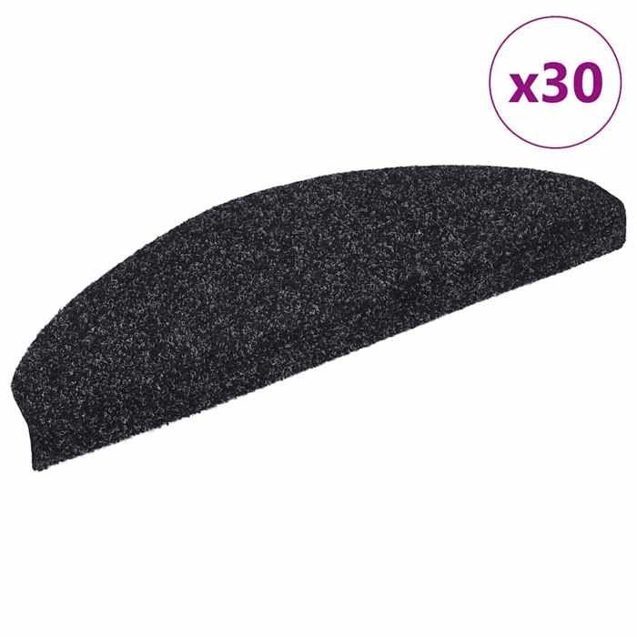 VidaXL Self-adhesive Stair Mats 30 Pieces 65 X 21 X 4 Cm Black Semicircular Large 3365657