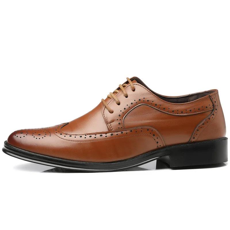Pantofi Oxford din piele de vițel autentică pantofi rochie brogue pantofi formali clasici de afaceri pentru bărbați