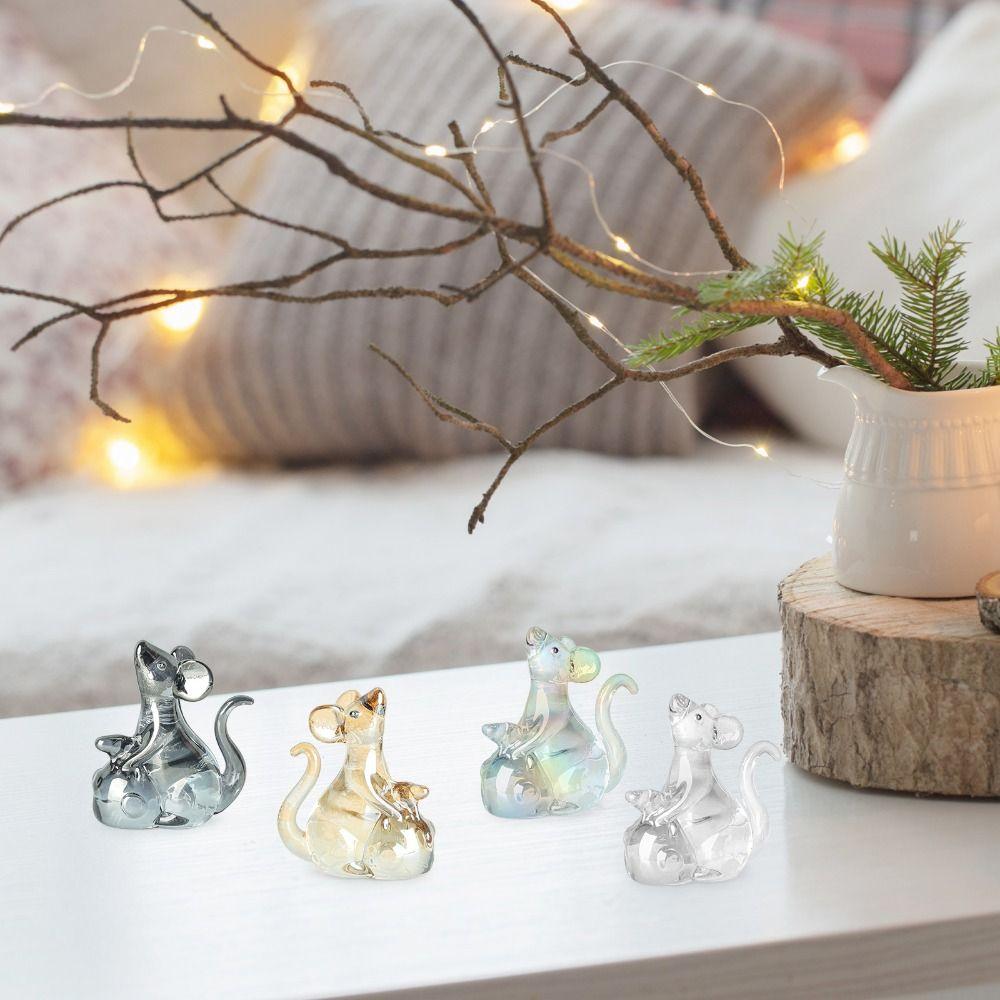 Exquisite Mouse Rat Figurine Attracting Wealth Animal Model Crystal Rat Ornament  Living Room