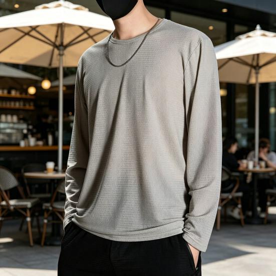T-shirt da Uomo a Maniche Lunghe in Rete Traspirante Rinfrescante Vestibilità Larga Estiva T-shirt Protezione Solare per Sport Vacanza Strada