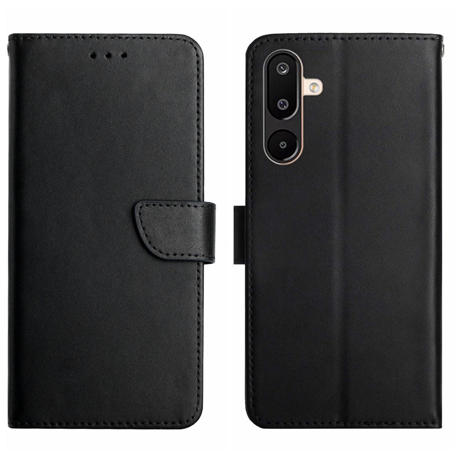 

For Samsung Galaxy M36 5G Case Genuine Cow Leather Phone Cover Nappa Texture Black